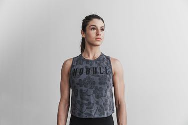 Nobull Muscle Women's Tank Tops Grey Pink | Australia (IM7463)